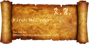 Kirch Nándor névjegykártya